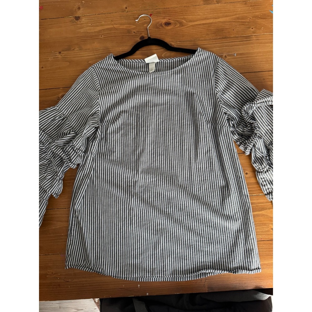 AVA & VIV Women's‎ Striped Ruffle Sleeve Top Size X